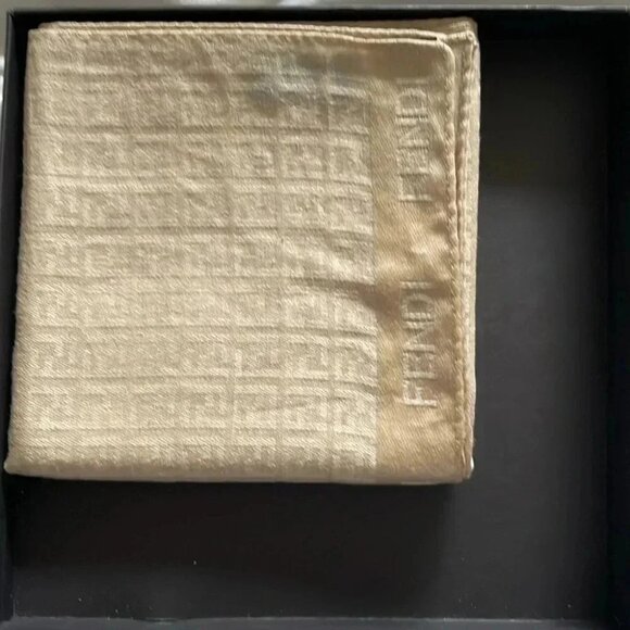 EUC Fendi beige Zucchino FF Logo Printed Scarf - Picture 2 of 9